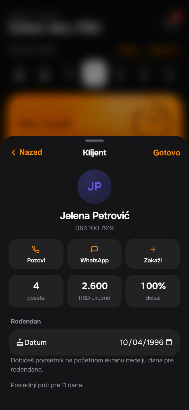 Spisak klijenata koji se pravi sam.